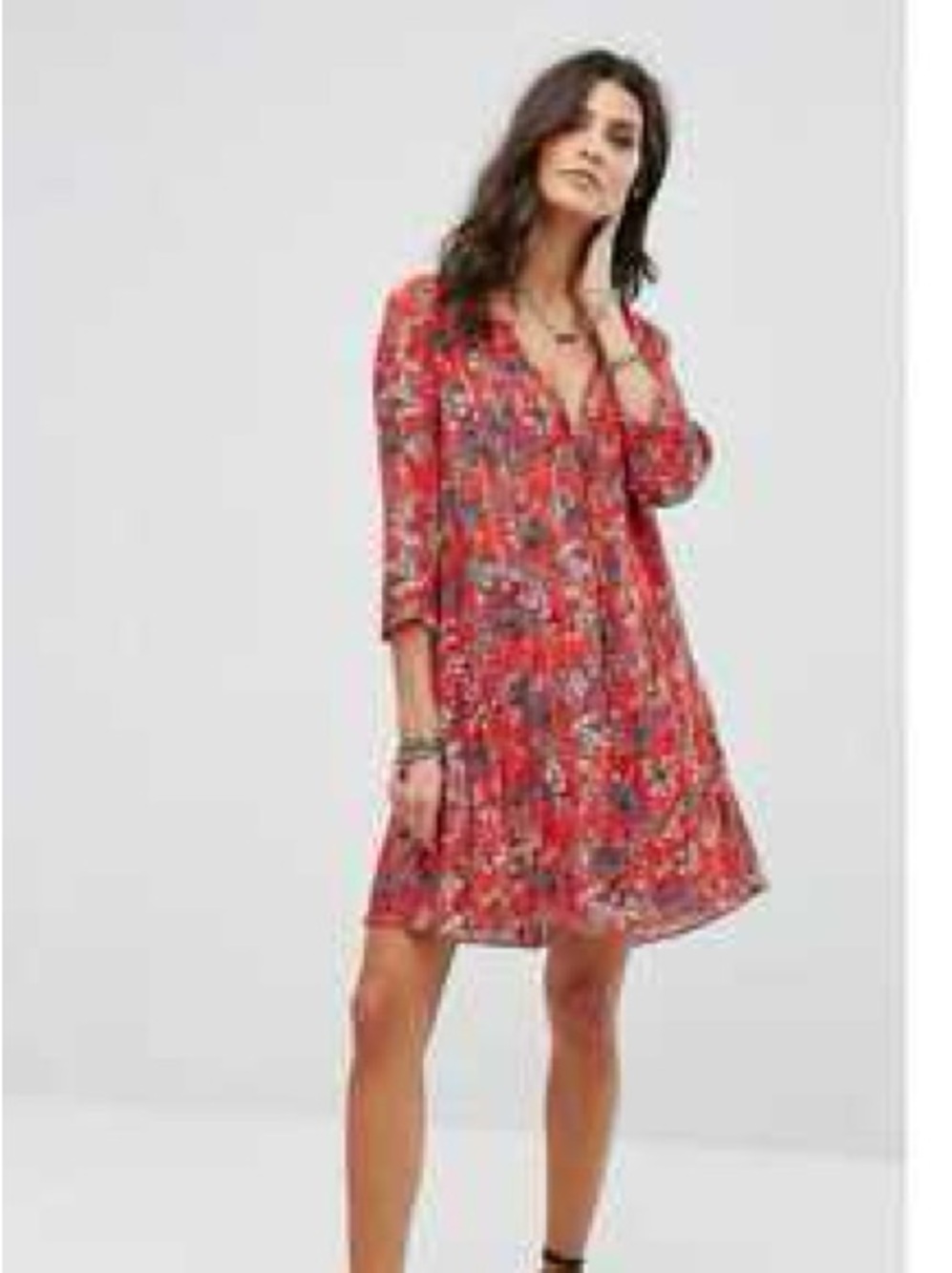 Ba&sh Floral Eve Rouge Lady Babydoll Metallic Dress